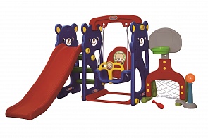 Игровая зона Мишка с качелями с музыкальной панелью, футбольными воротами и баскетбольным кольцом (Gona Toys, GT-805-1)